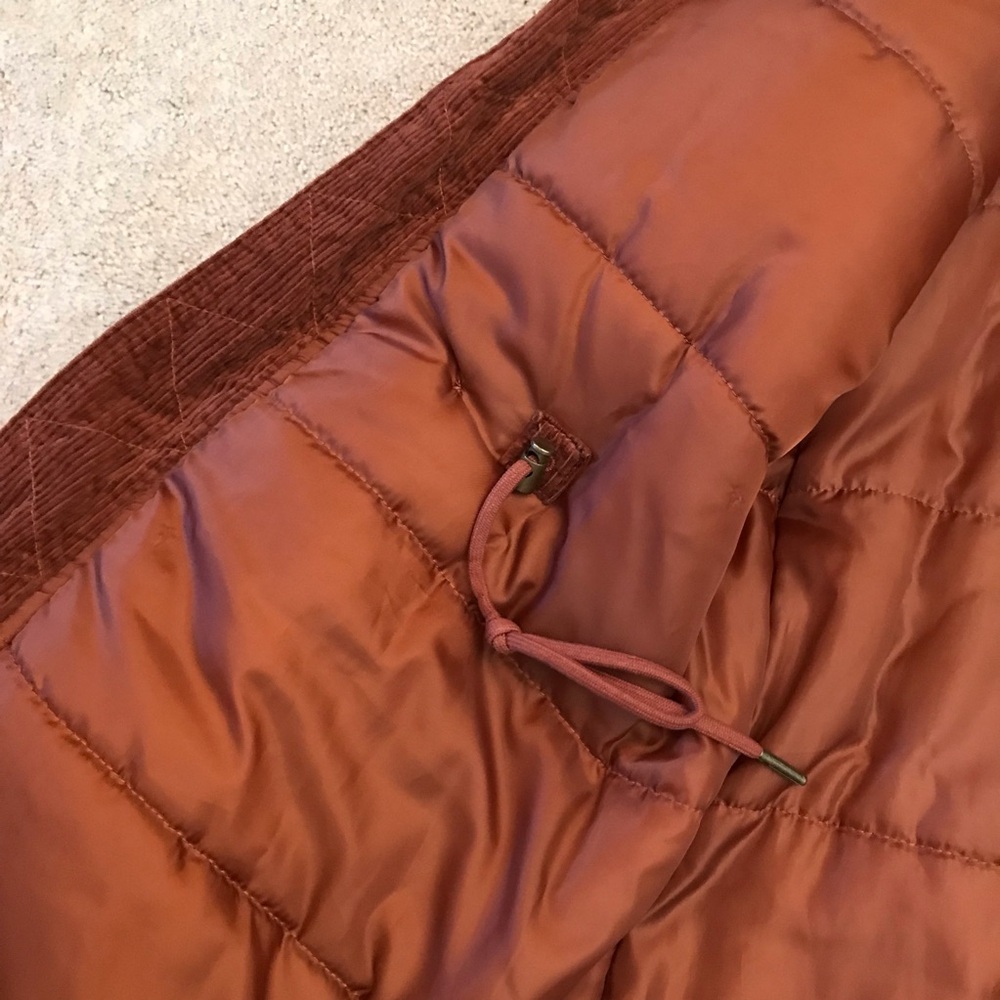 American Eagle AEO Brown Corduroy Winter Coat Womens Small Faux Fur Quilt Lined - Picture 12 of 14
